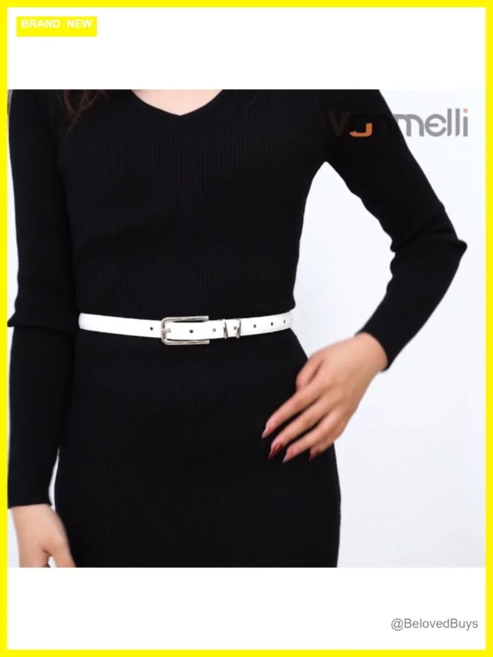 Women Skinny Faux Leather Belt with Gold Buckle